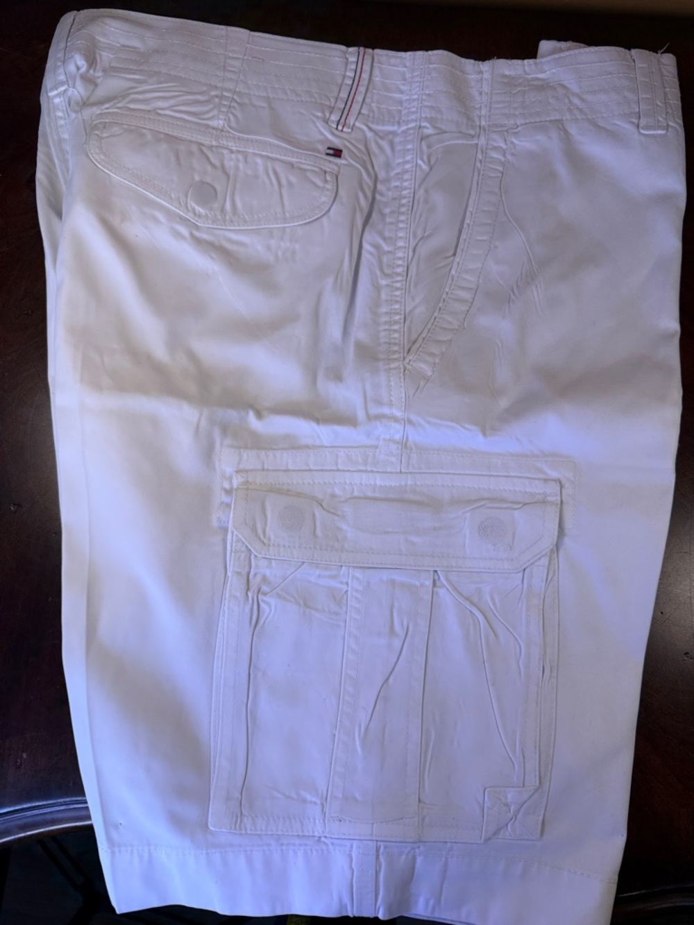 White Cargo Shorts with Front Flap Pocket